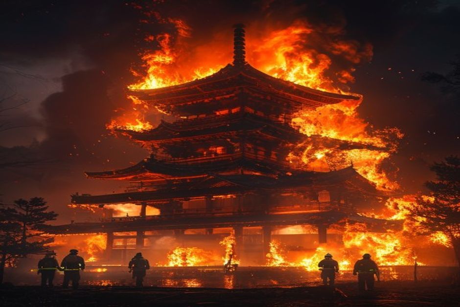 Historic Japanese Buddhist Hall Burns, Eternal Flame Lost
