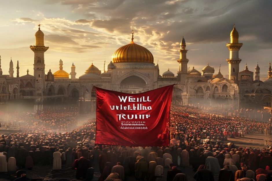 Trump Threat Banner Amidst Raisi's Mashhad Burial